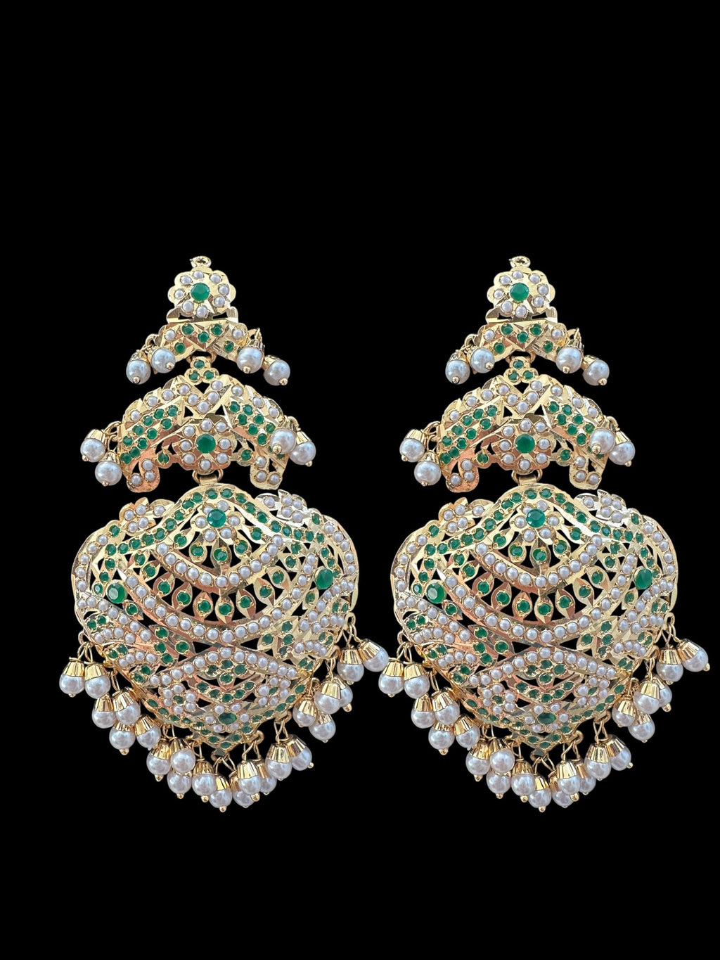 DER643 emerald and pearl jadau earrings ( READY TO SHIP )