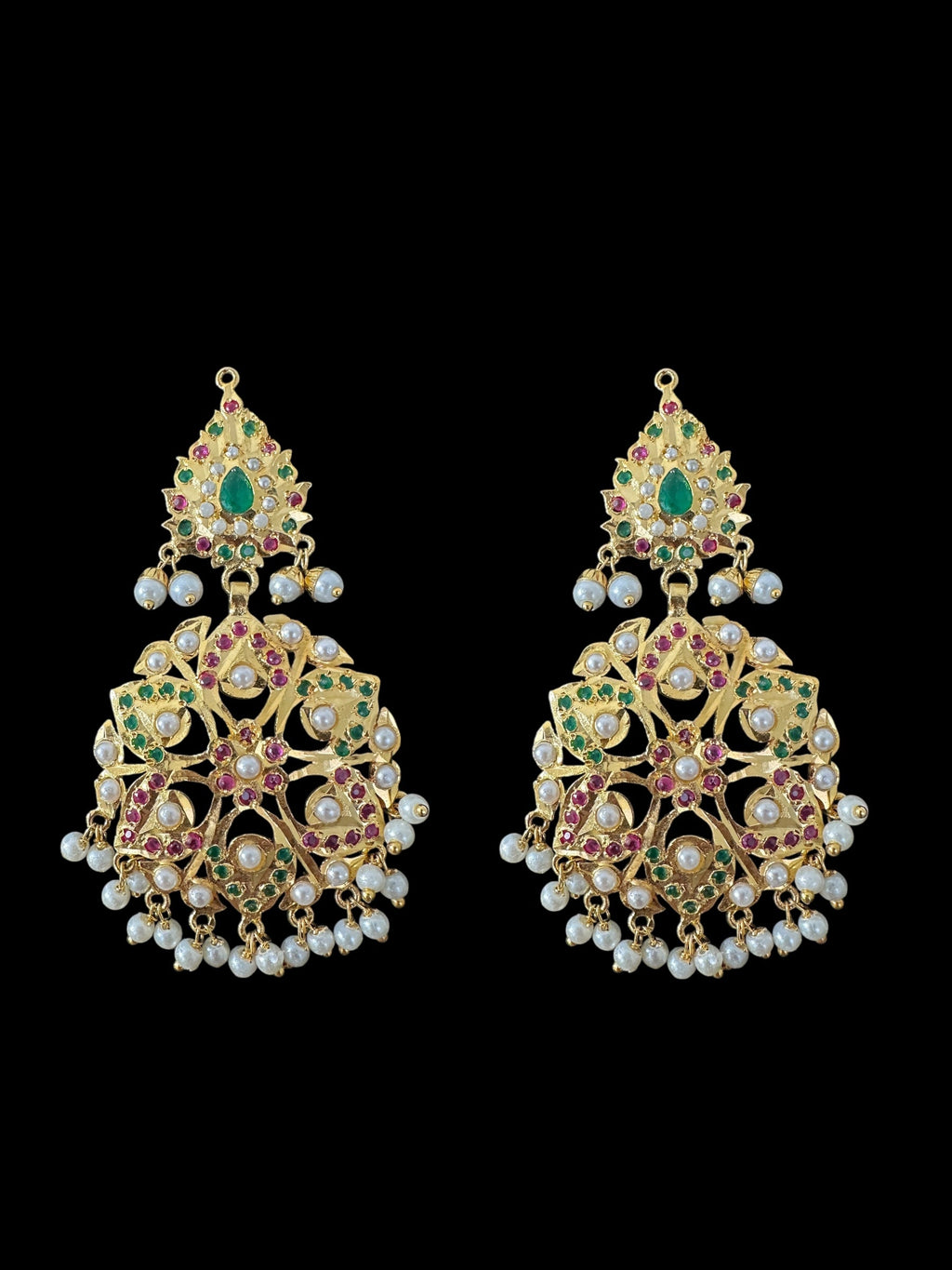 DNS190  Gold-Plated jadau ruby emerald  Hasli Necklace with earrings tika  – Handcrafted Traditional Set ( READY TO SHIP )