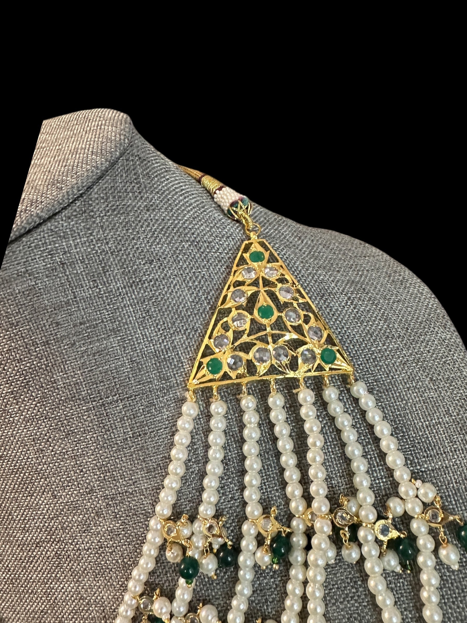 SAT103 Hyderabadi bridal satlada green ( READY TO SHIP )