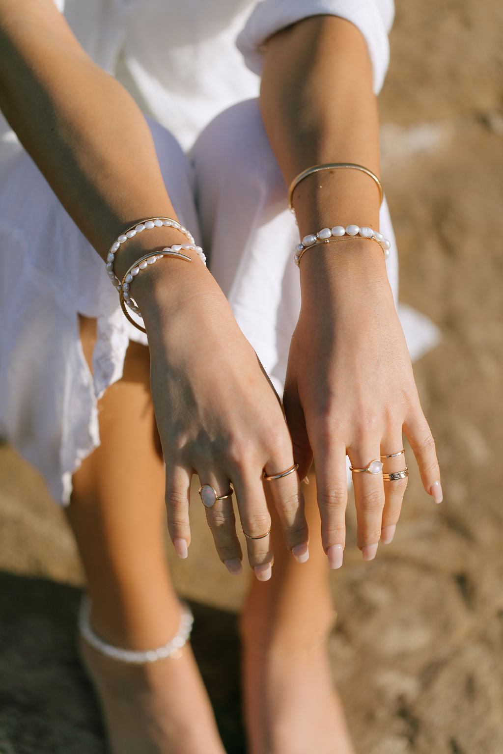 Unisex Men's White Pearl Bracelet - Makoa