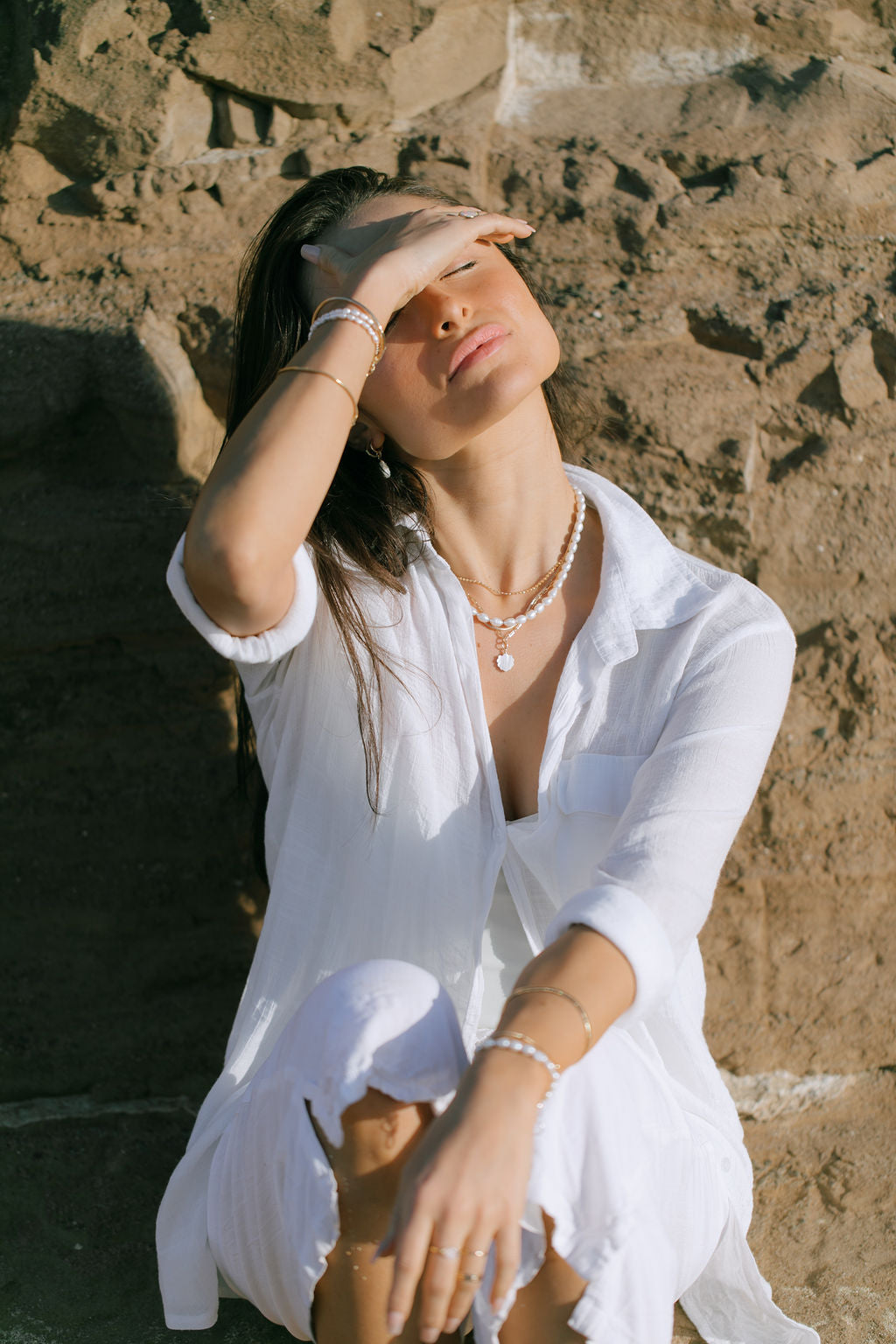 Unisex Men's White Pearl Necklace - Makoa