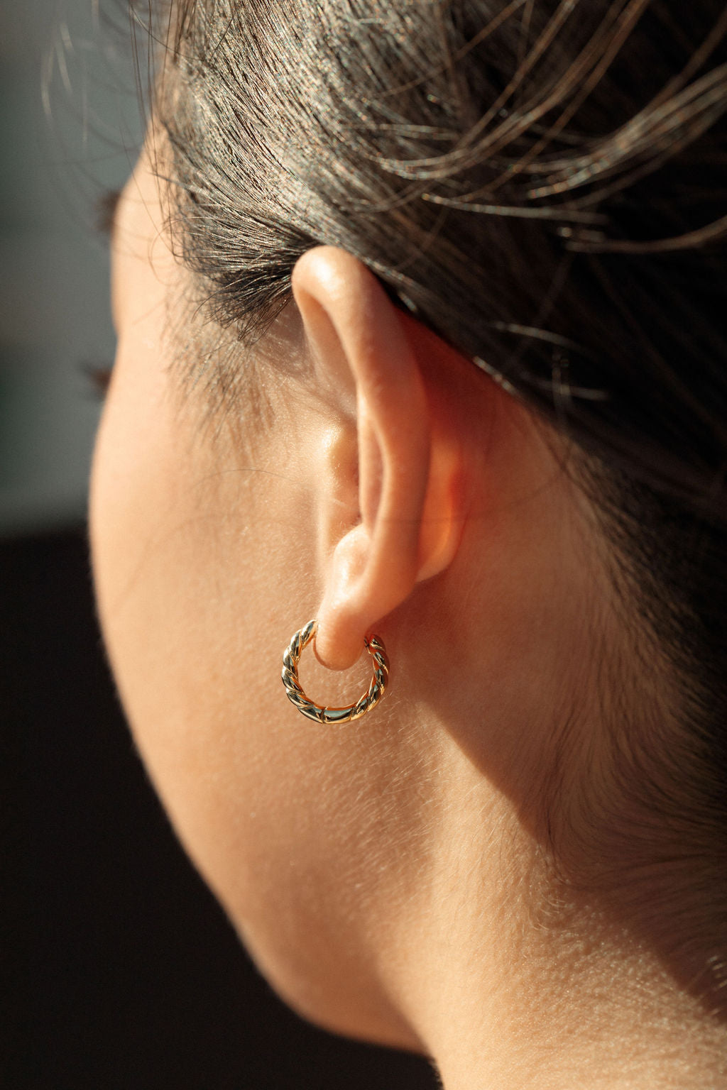 Twisted Small Hoop Earrings - Olina