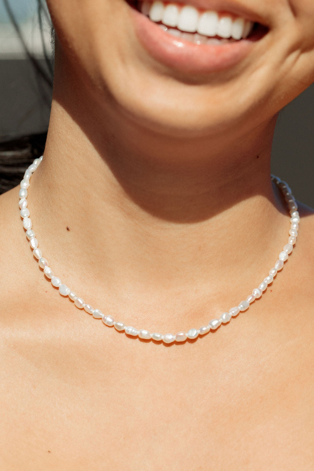 Gold Dainty White Pearl Necklace - Maile