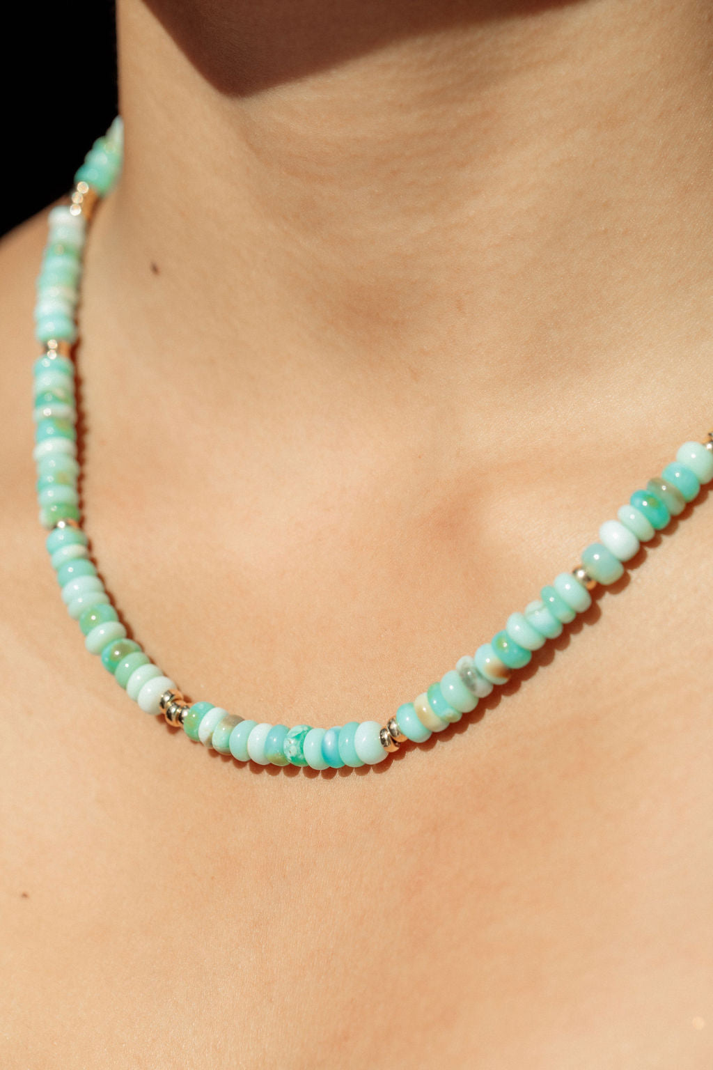 Peruvian Blue Opal Gold Necklace - Mana'olana