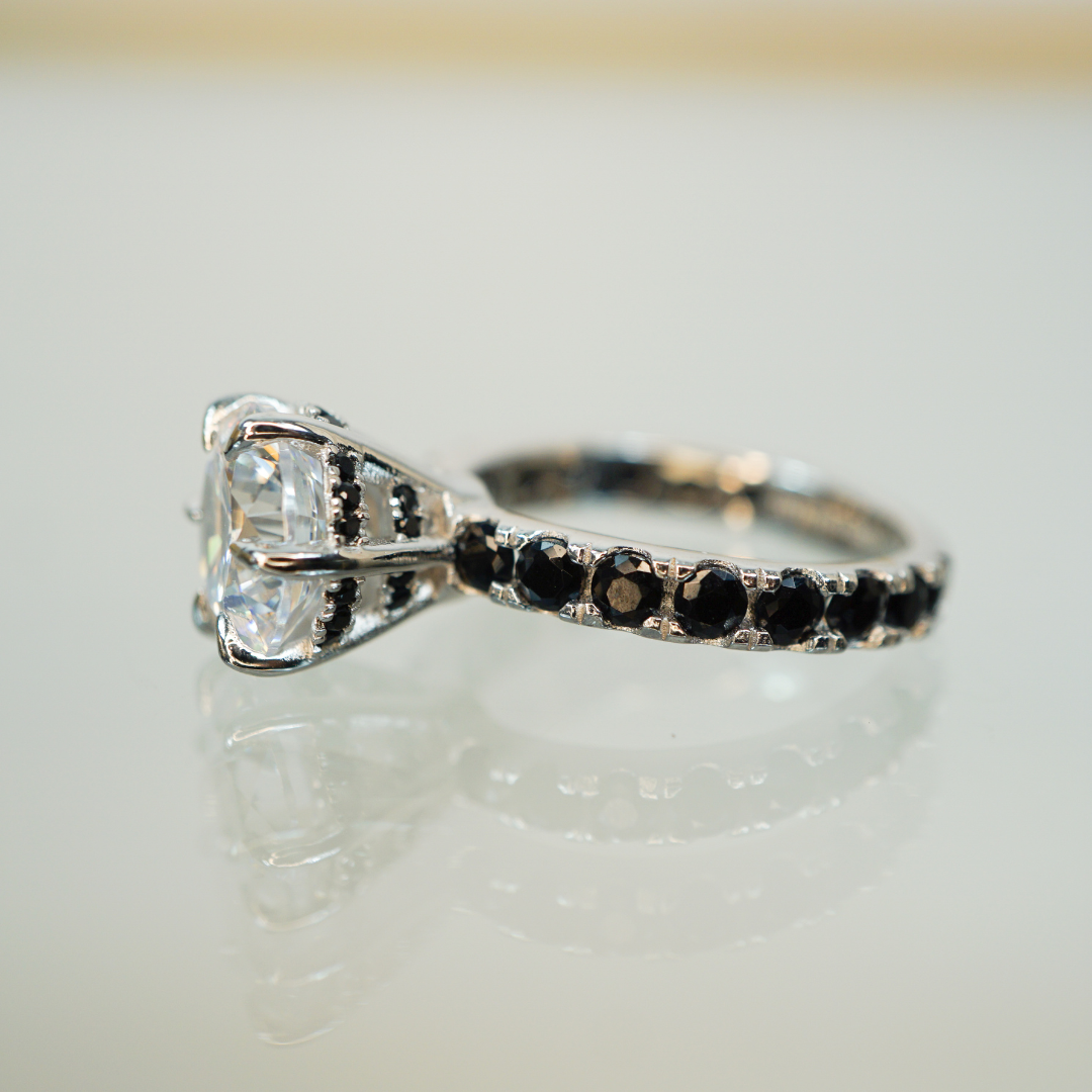 3.5ct Round Cut Moissanite Double Halo Engagement Ring