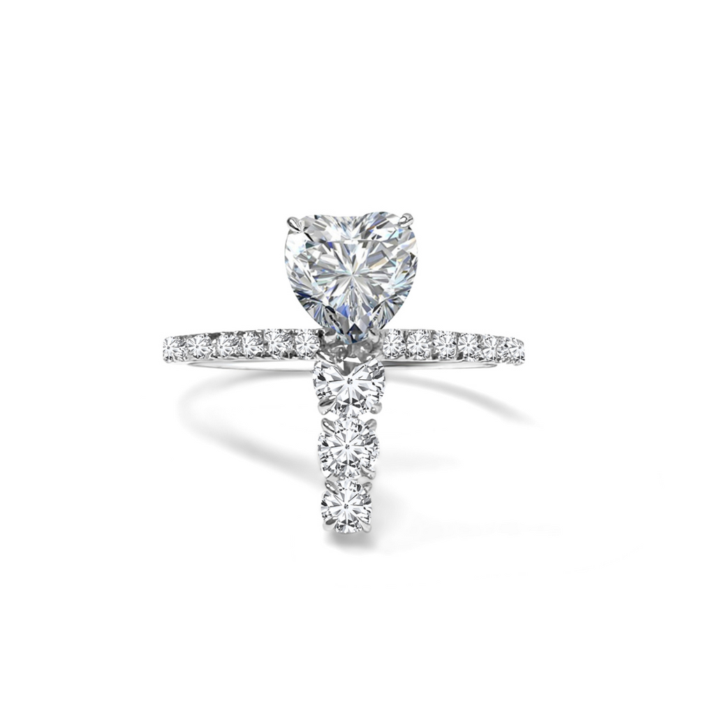 Heart & Round Cut Moissanite Ring