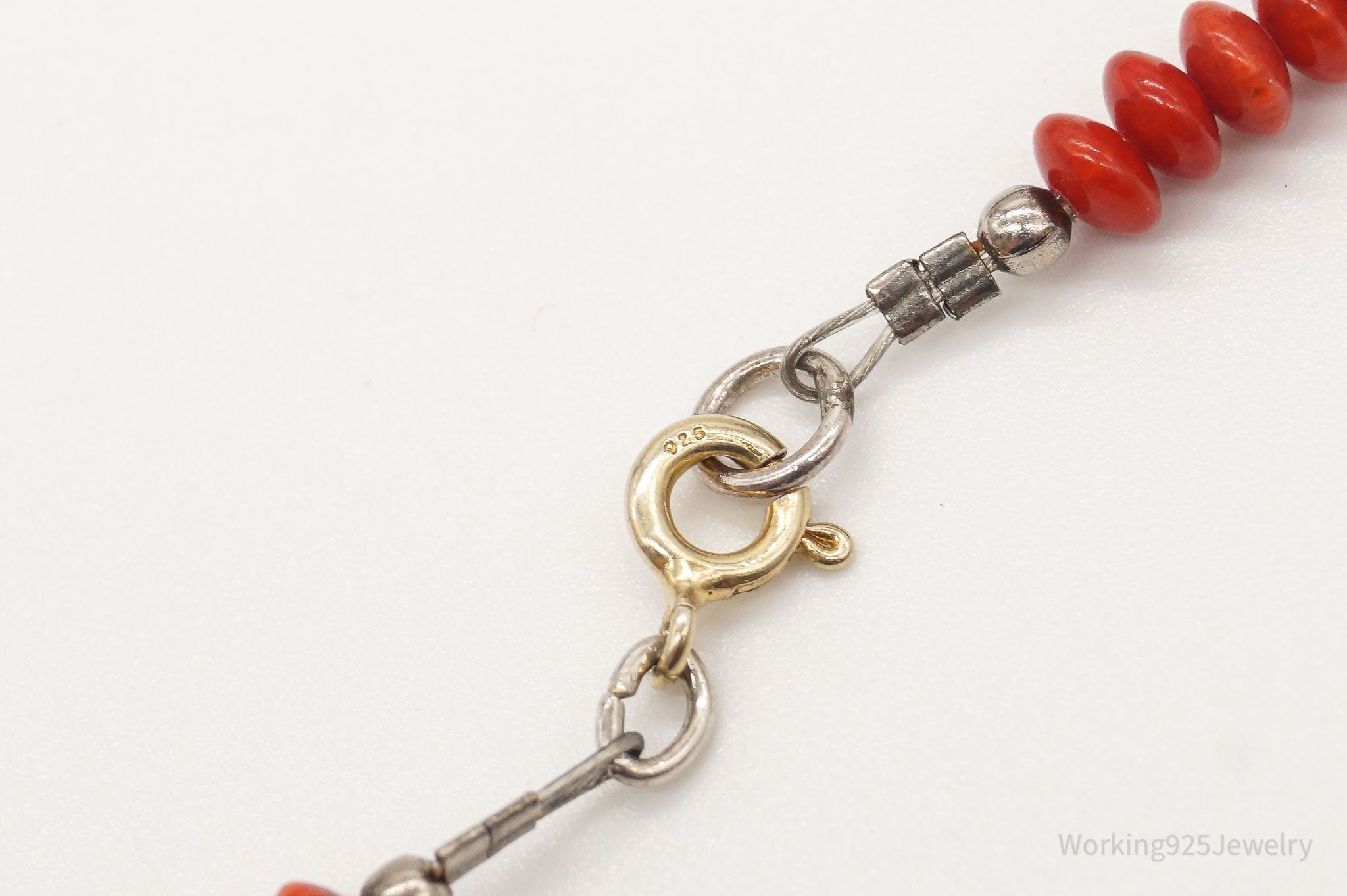 Vintage Handmade Native American Coral Lapis Lazuli Silver Beaded Necklace