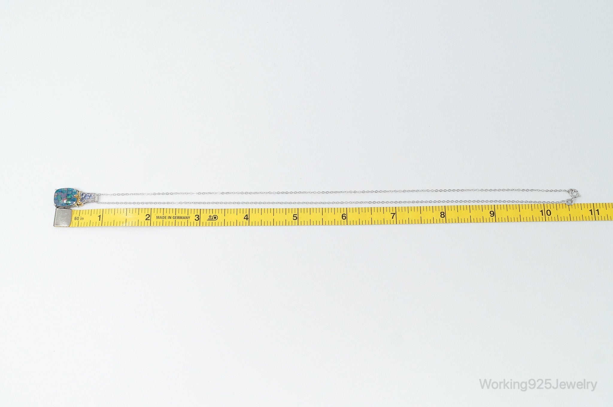 Vintage Blue Opal Amethyst Gold Vermeil Sterling Silver Necklace