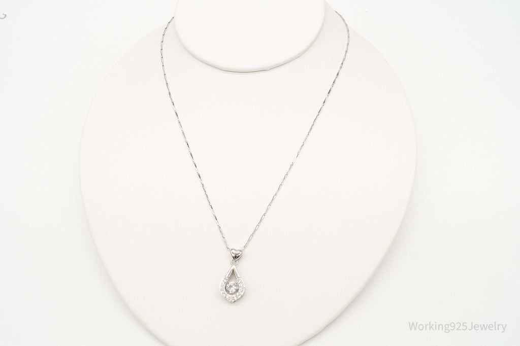 Vintage Cubic Zirconia Art Deco Sterling Silver Necklace