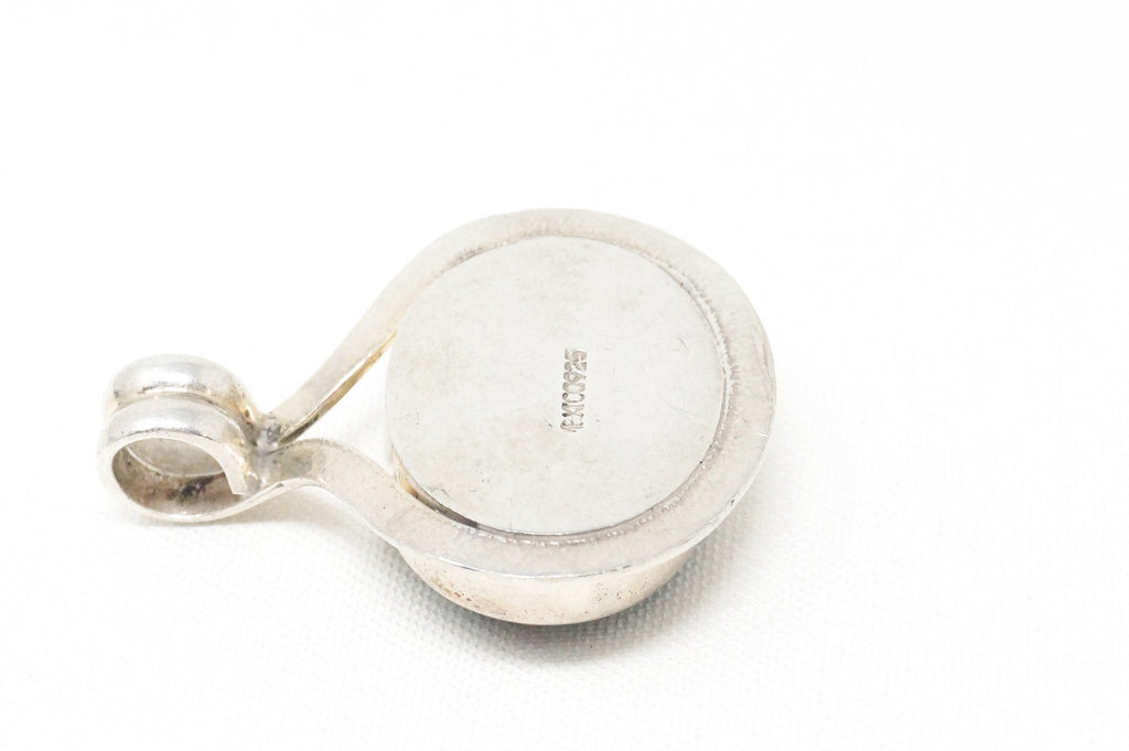 Vintage Mexico Designer Paua Abalone Shell Southwestern Sterling Silver Pendant