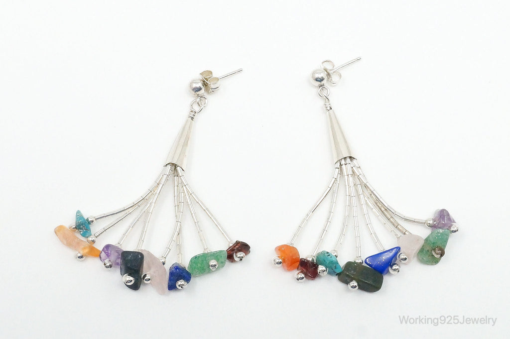 Vintage Designer CJC Multi Gem Sterling Silver Earrings