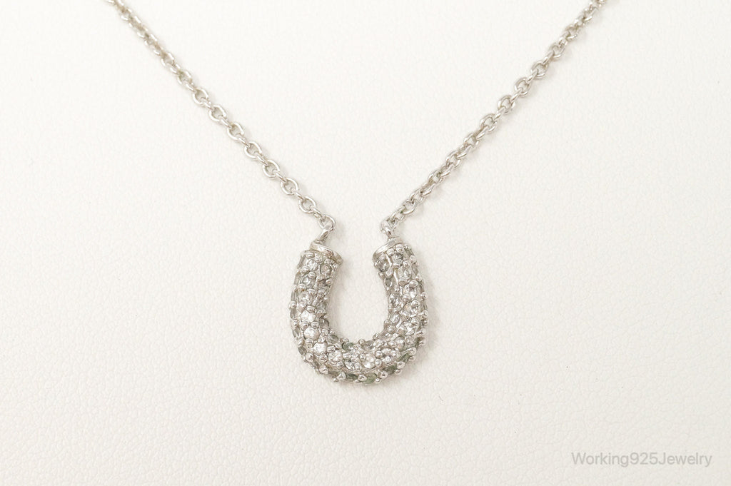 Horse Shoe Cubic Zirconia Sterling Silver Necklace