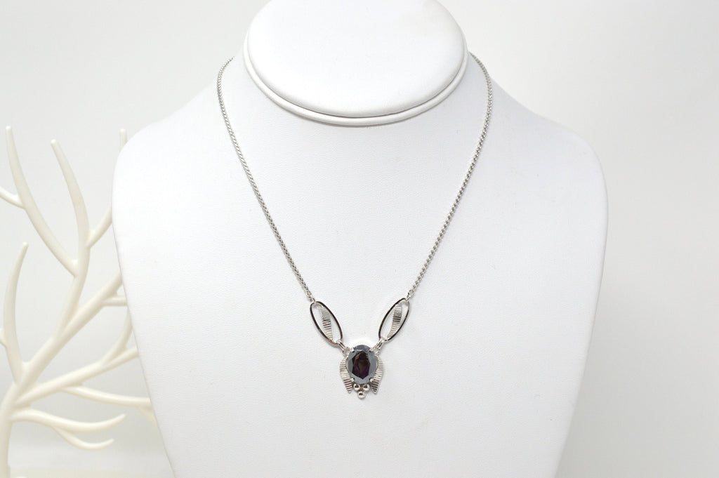 Vintage Designer Van Dell Hematite Sterling Silver Necklace - 16 Inch