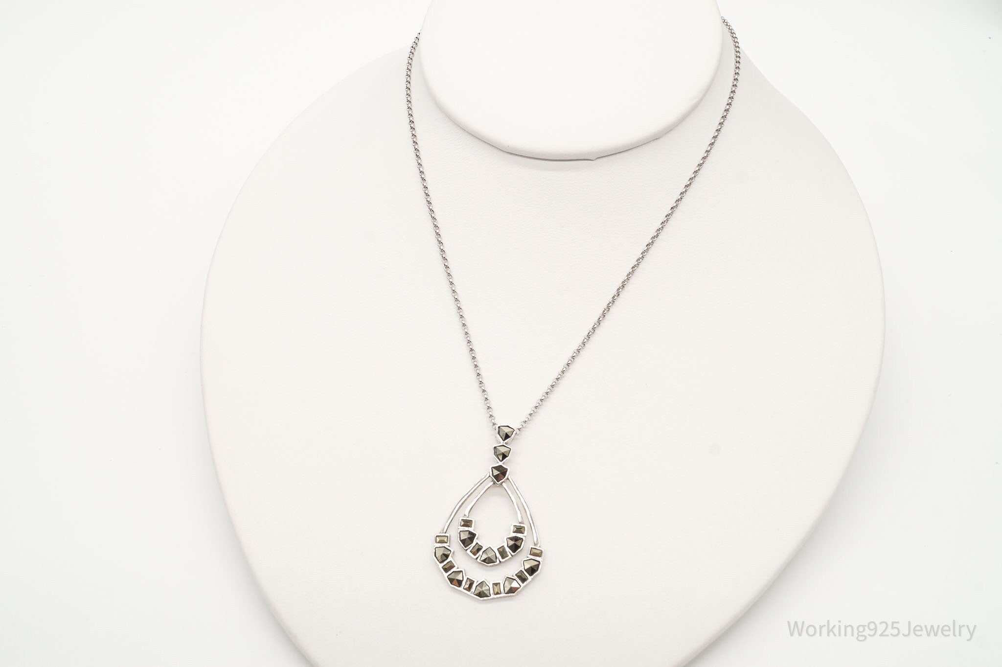 Vintage Designer Judith Jack Marcasite Sterling Silver Necklace