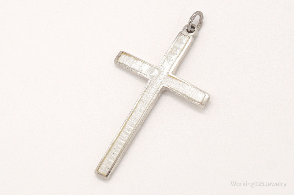 Vintage Large White Enamel Siam Sterling Silver Pendant