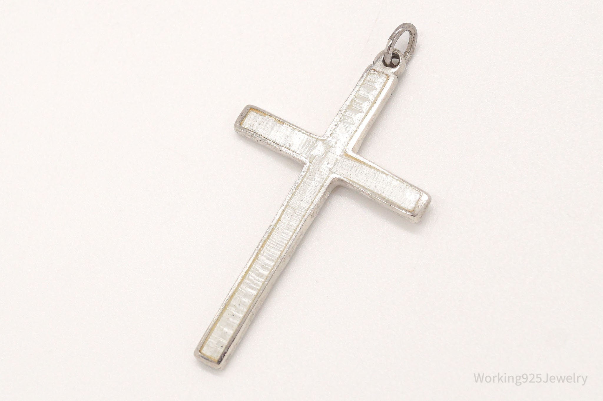 Vintage Large White Enamel Siam Sterling Silver Pendant