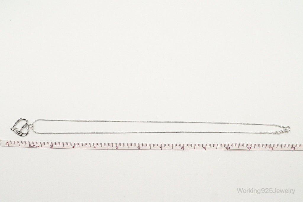 Sapphire Heart "LOVE" Sterling Silver Necklace