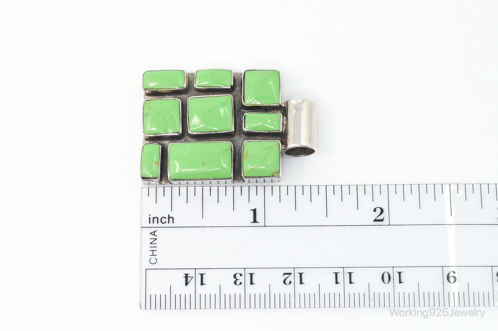 Large Vintage Native American Unsigned Turquoise Sterling Silver Pendant