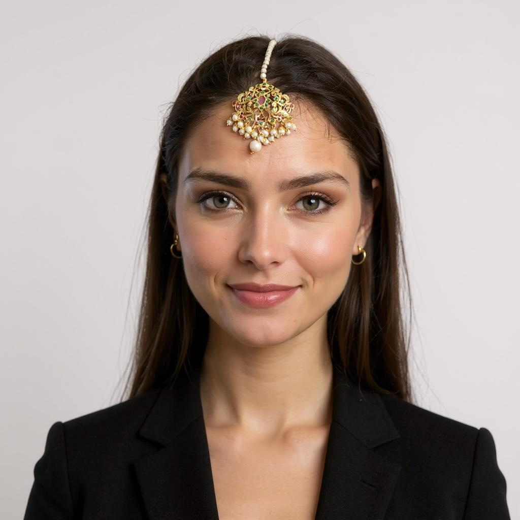 C571  Gold plated jadau choker in navratan ( READY TO SHIP )