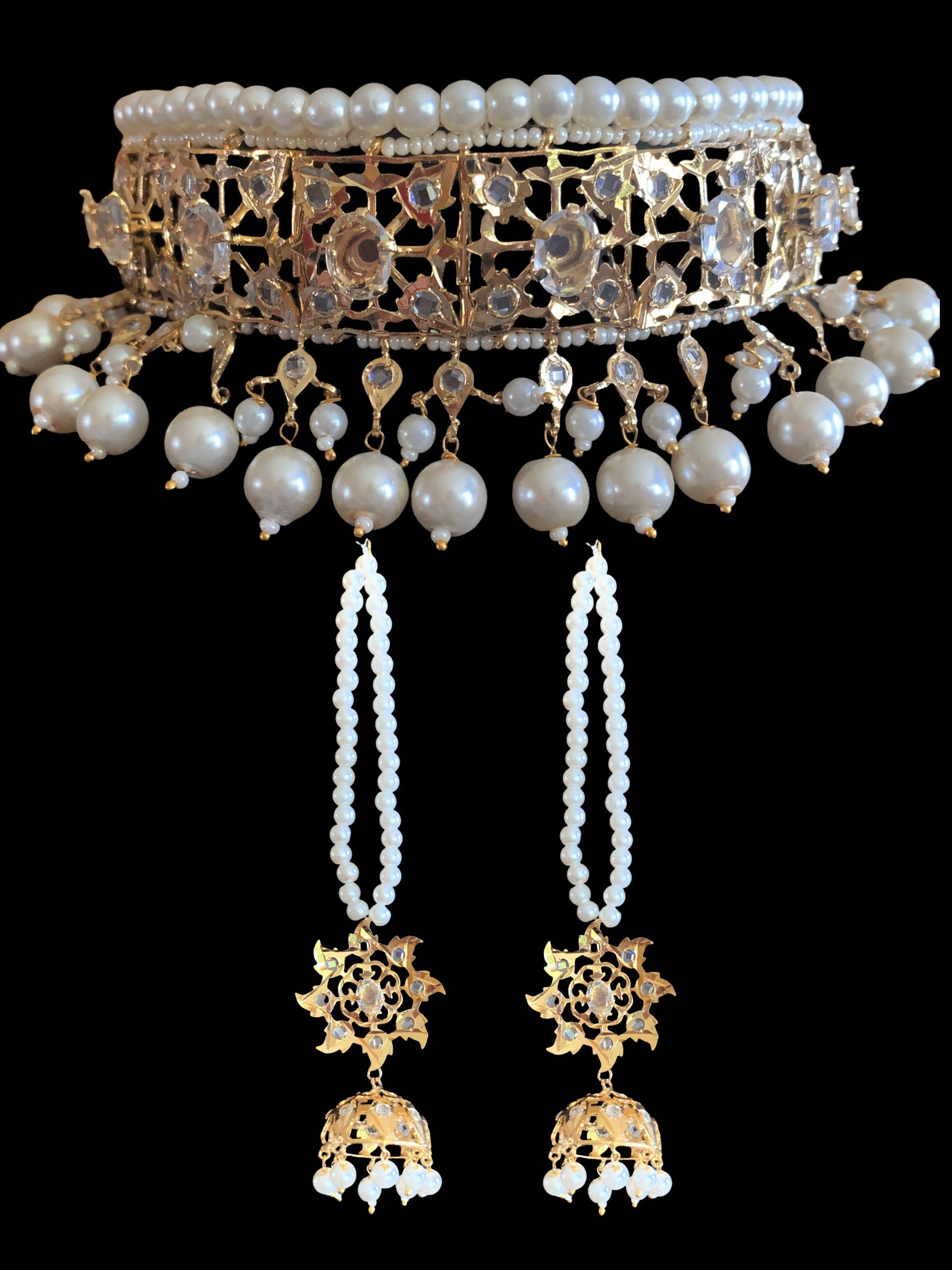 BR115 Insia jadavi lacha bridal set in pearls  ( READY TO SHIP )