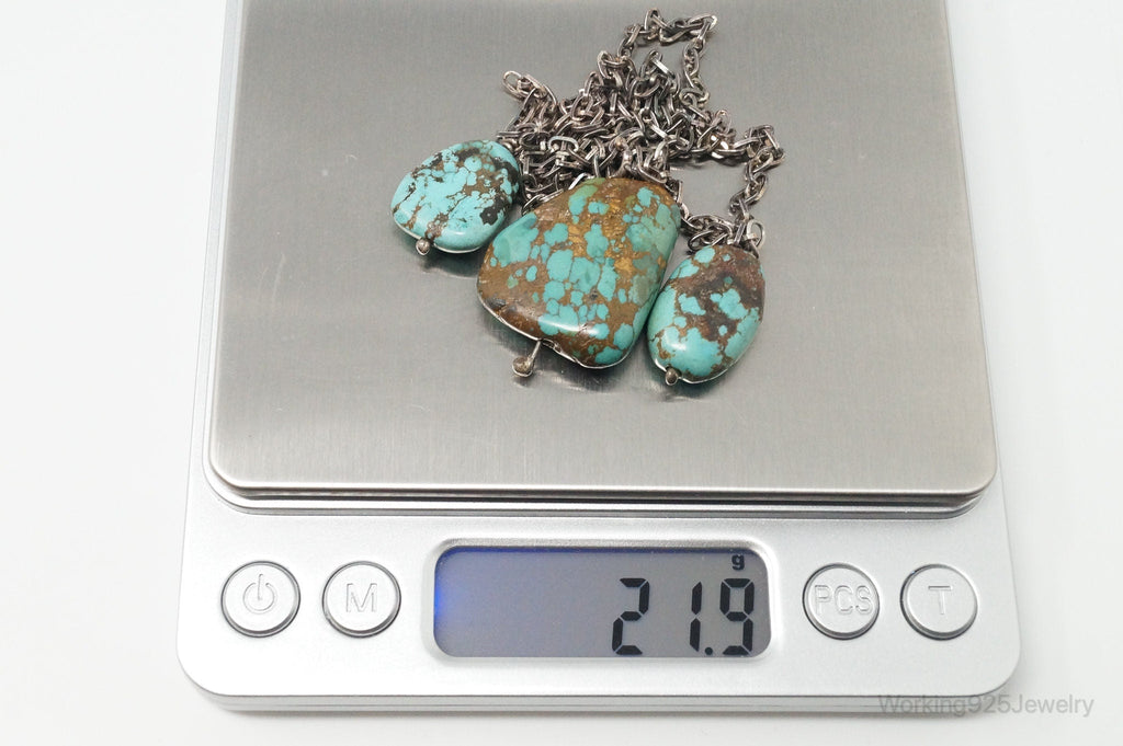 Vintage Native American Unsigned Turquoise Sterling Silver Necklace