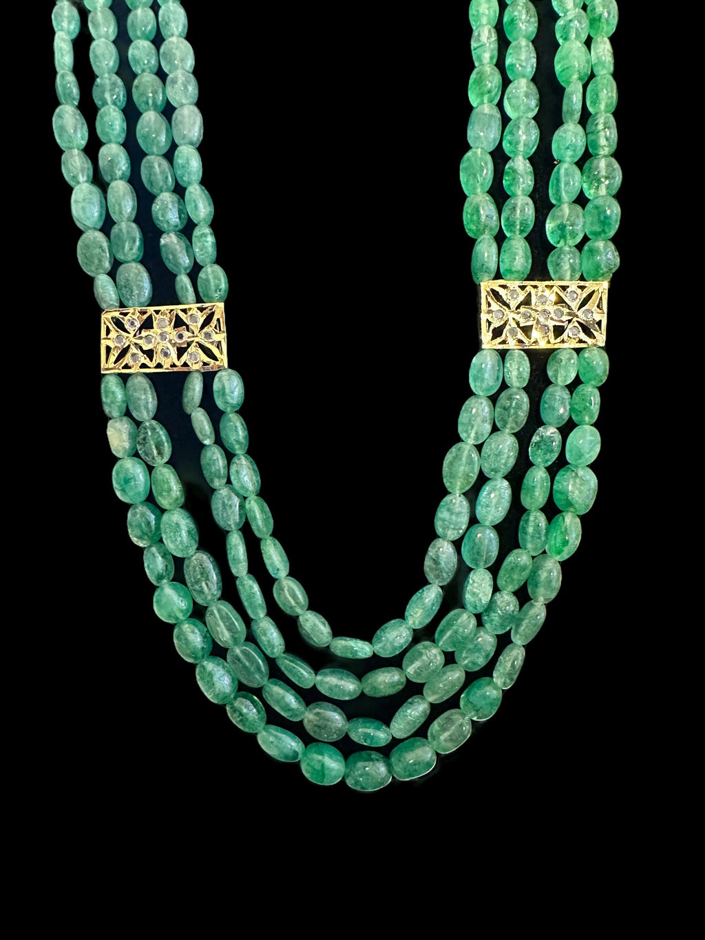 LN59 Ghazal emerald beads Rani haar ( SHIPS IN 3 WEEKS  )