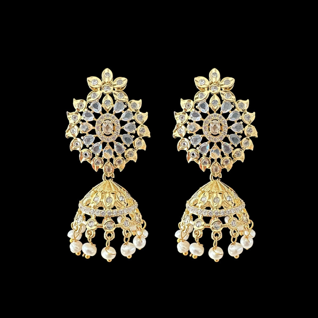 PS318  fresh water pearl pendant set in clear stones   ( READY TO SHIP )