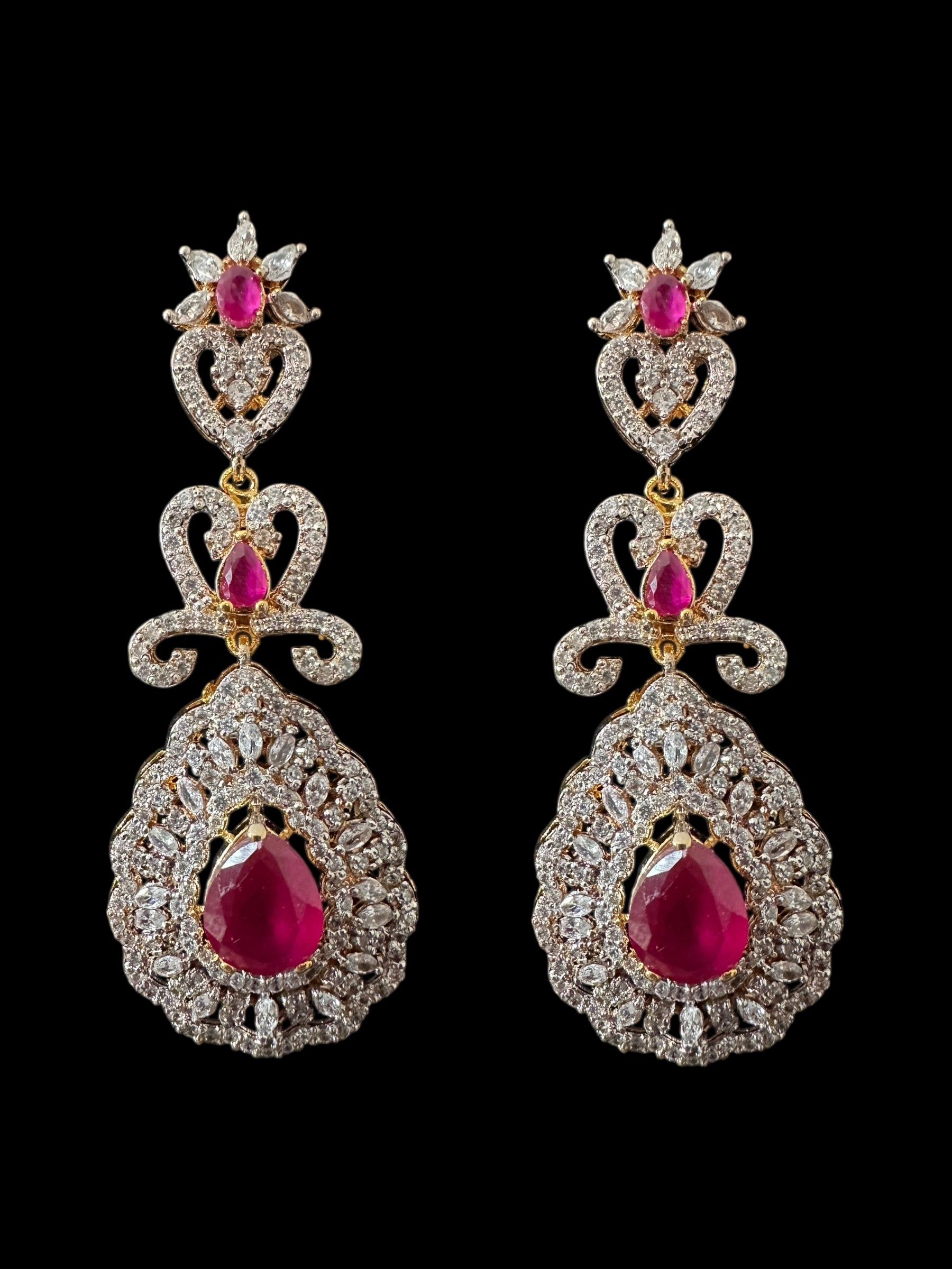DNS203 high quality necklace set with zircon and ruby cz stone ( READY TO SHIP )