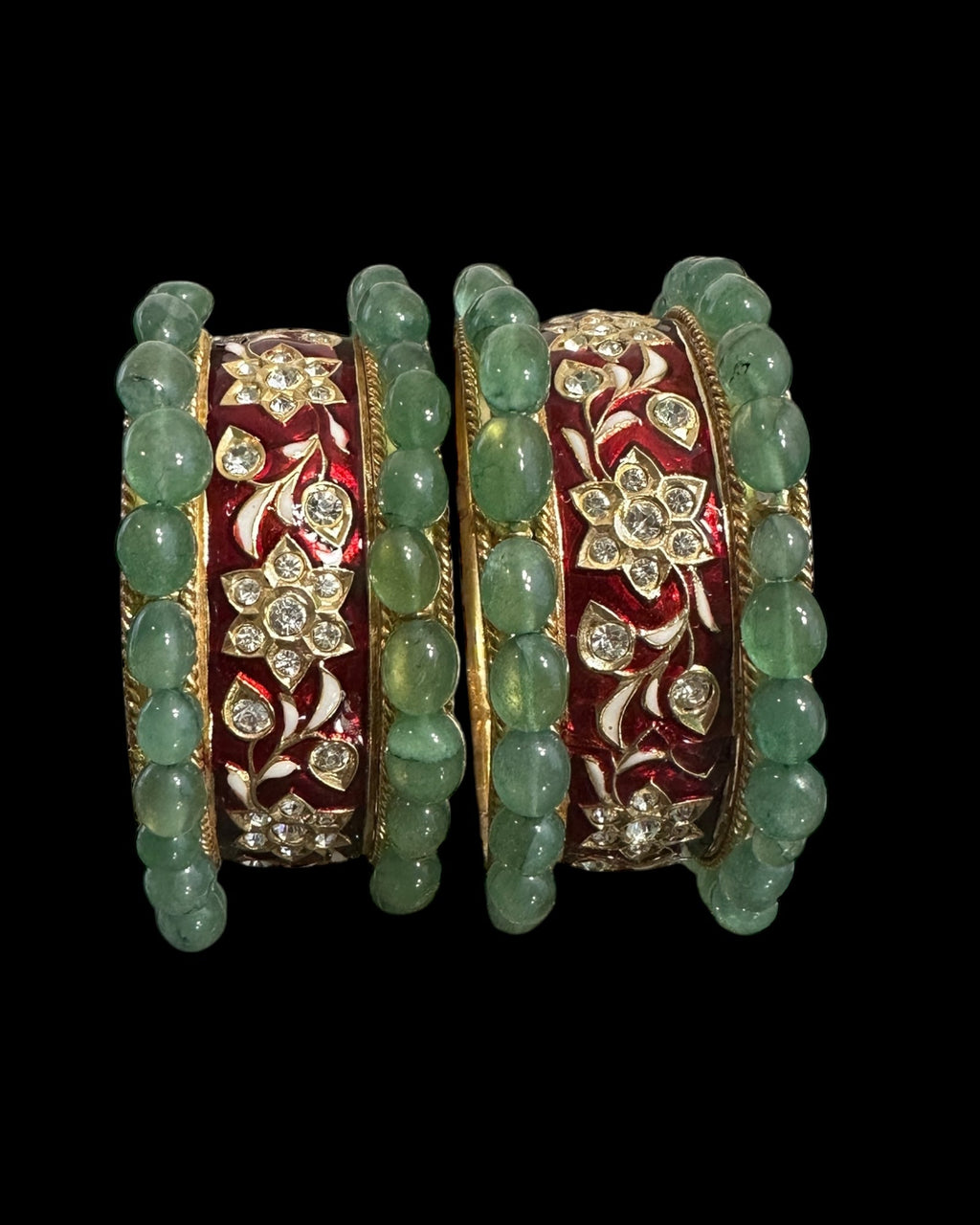 B399 Meenakari and emerald bangles (READY TO SHIP)