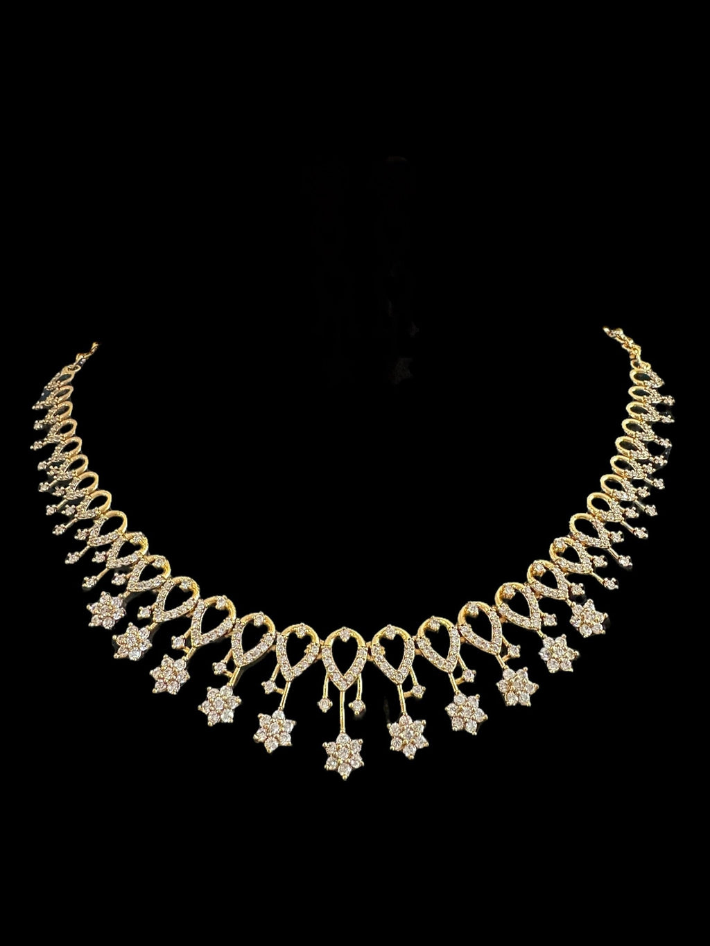 DNS153 Rima necklace earrings in cz  ( READY TO SHIP )