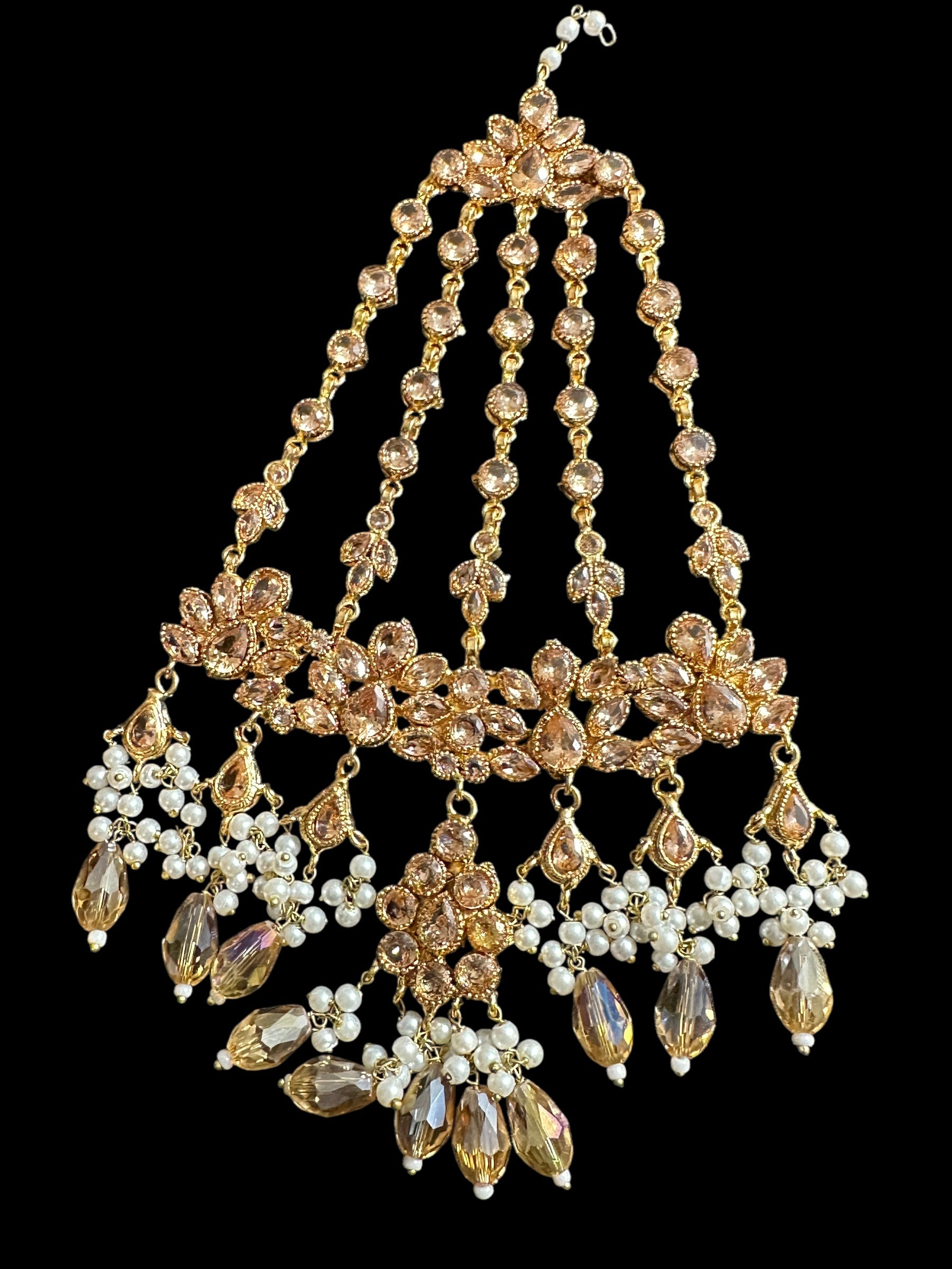 BR478 Kafiya bridal set in golden / champagne  stones and beads ( READY TO SHIP )
