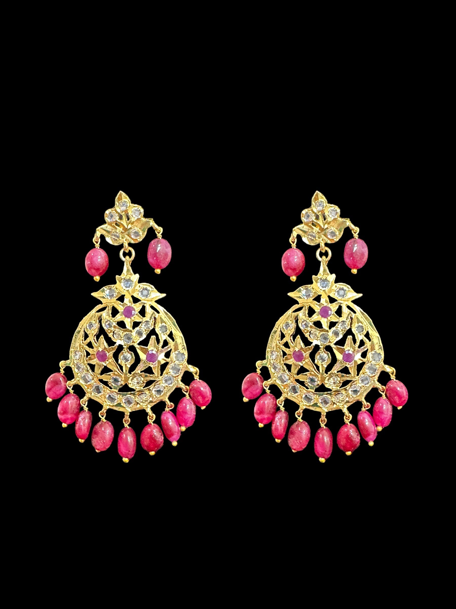 DLN37 Natural ruby beads Rani haar set ( READY TO SHIP )