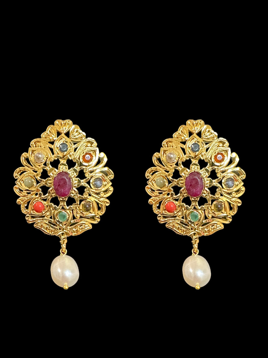 PS373 FAHM Navratan pendant set  with real stones ( READY TO SHIP )