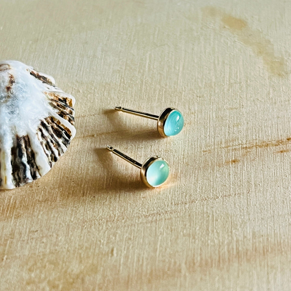 AQUA CHALCEDONY STUD EARRINGS