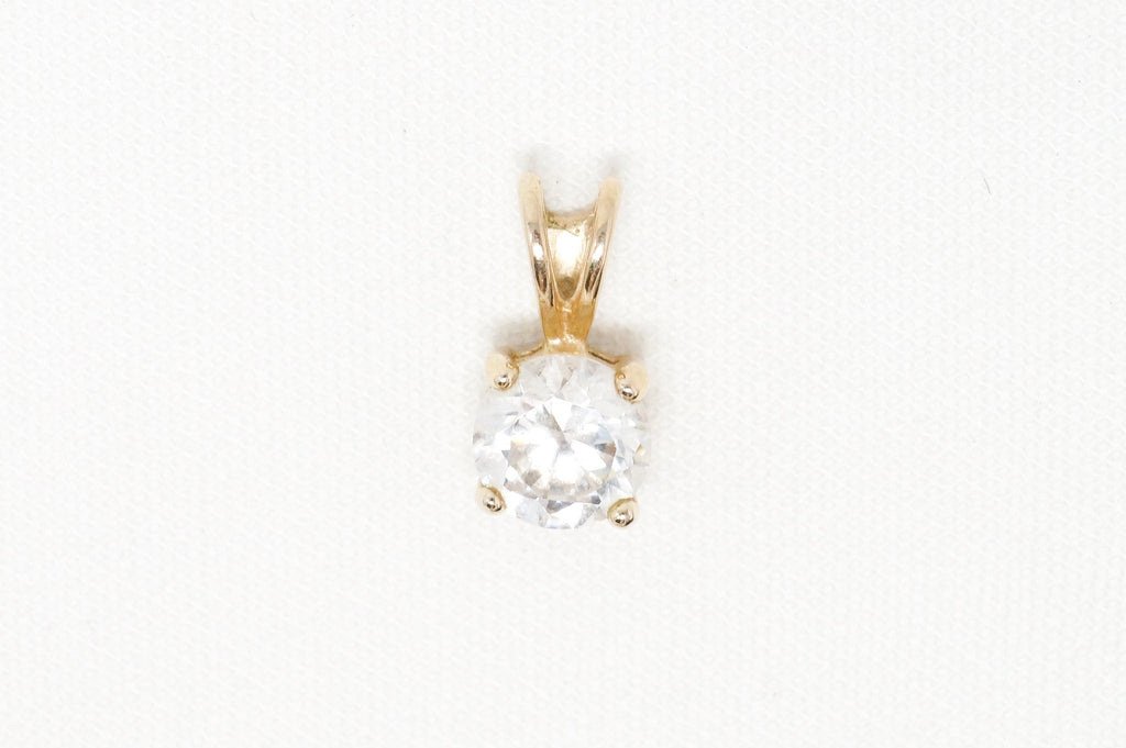 Vintage Gold Vermeil Cubic Zirconia Stone Sterling Silver Necklace Pendant