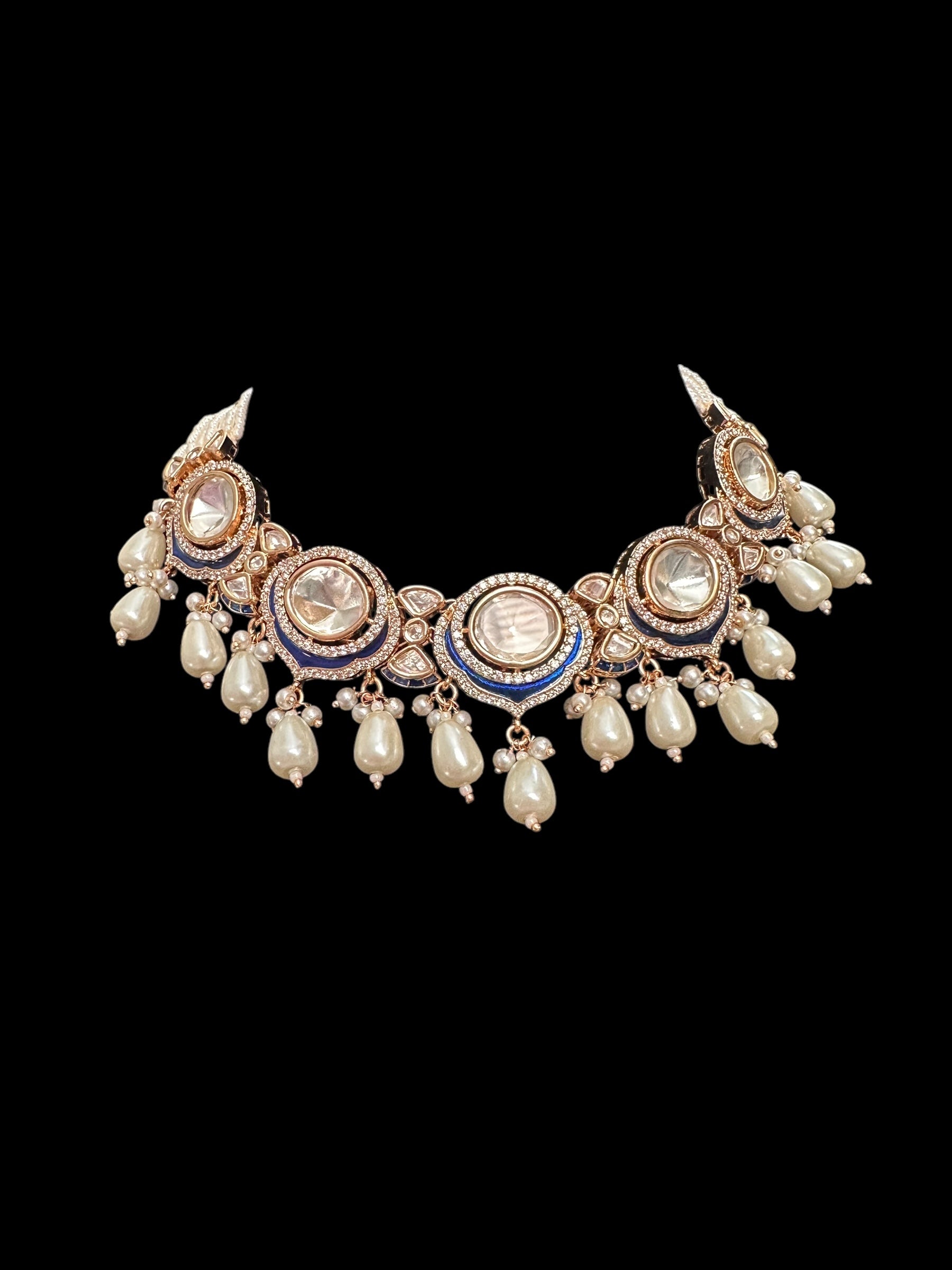 BR469 Meenaz Polki meena light weight bridal set ( READY TO SHIP )