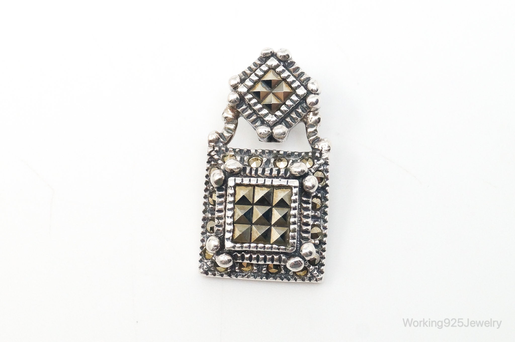 Vintage Judith Jack Marcasite Art Deco Sterling Silver Pendant