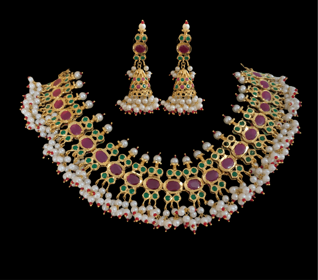 ALEEZAY RUBY EMERALD SET (READY TO SHIP )