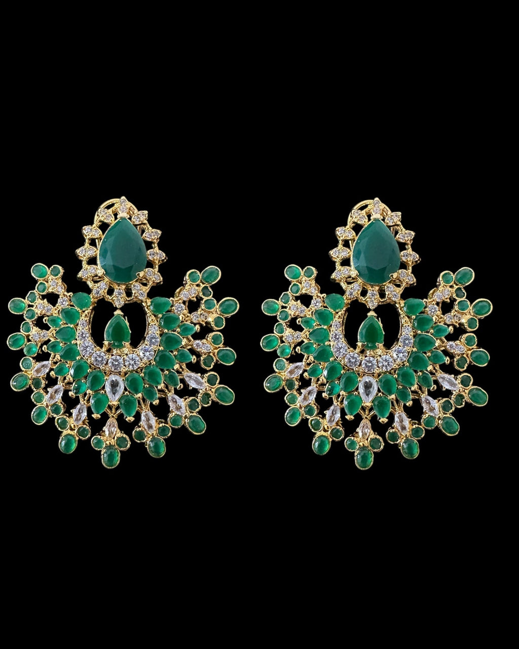 DER803 Subhana Cz earrings - Green ( READY TO SHIP )