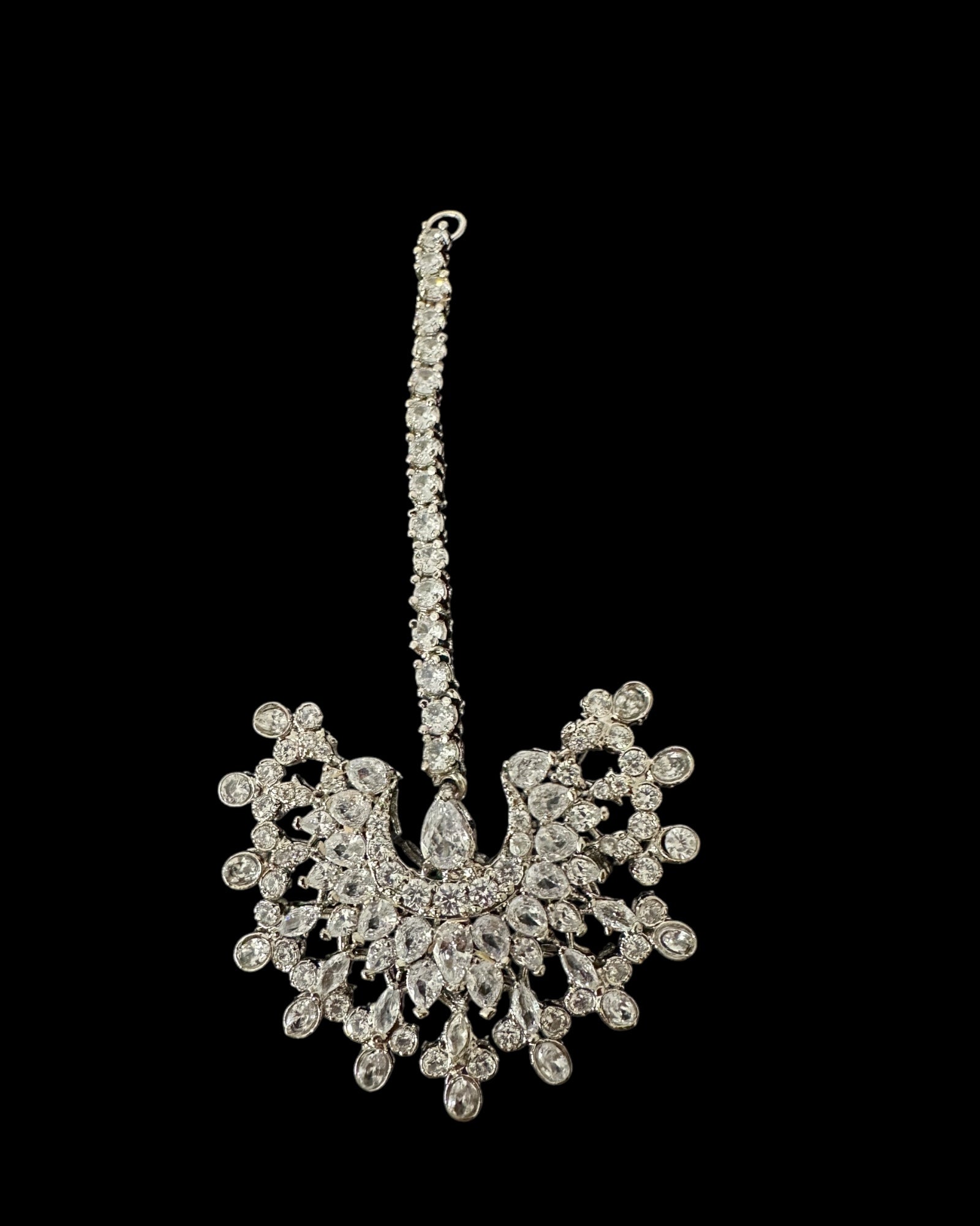 Subhana silver plated chandbali earrings tika set  ( READY TO SHIP )