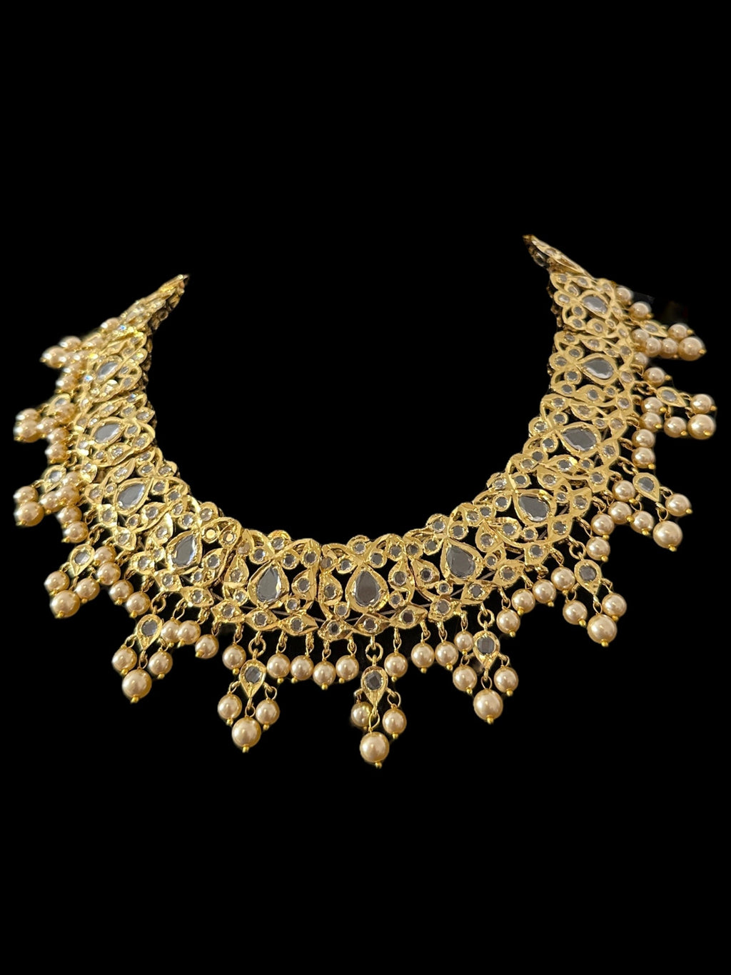 DNS197 Smitha necklace set  in pearls  (READY TO SHIP)