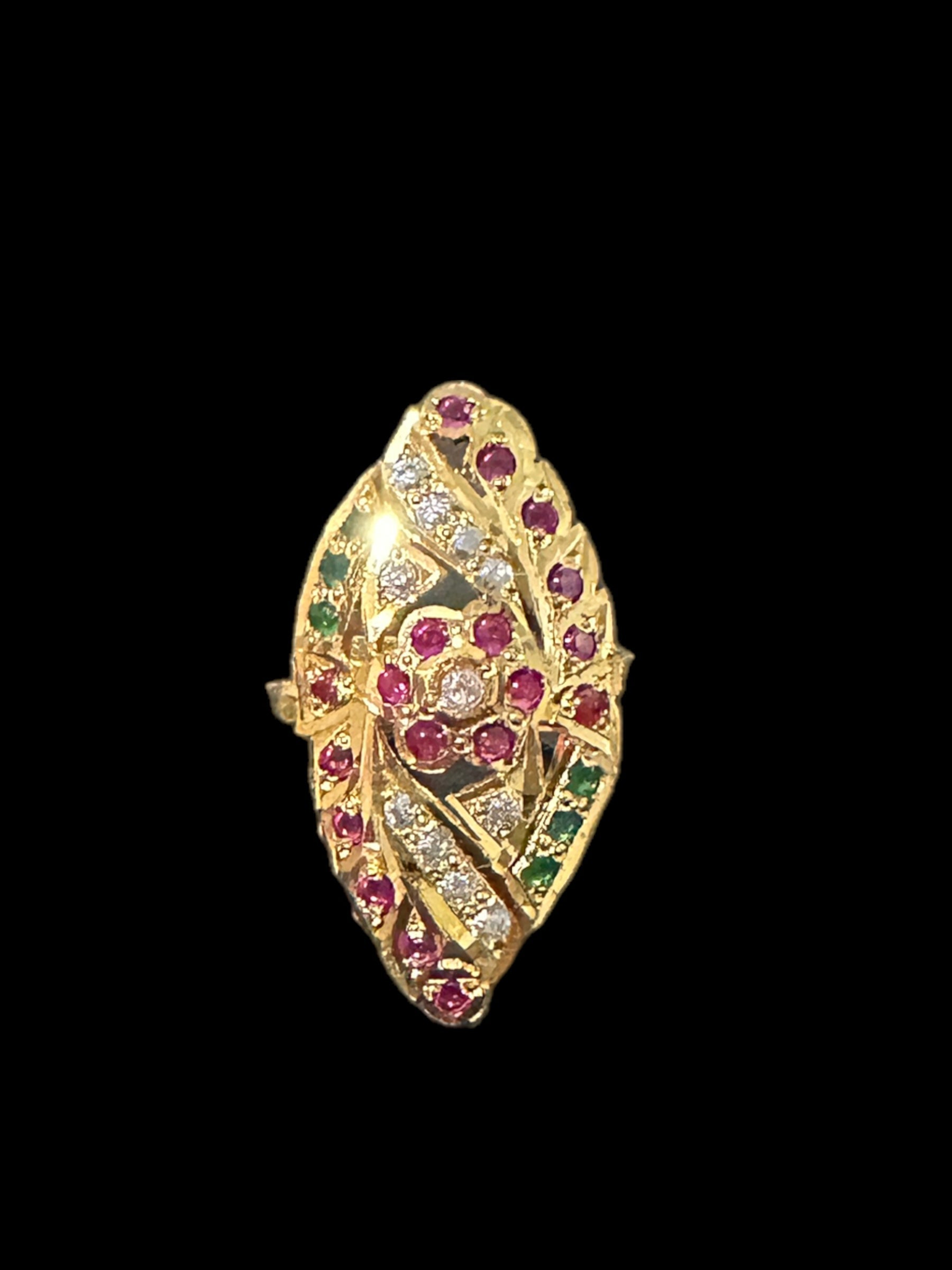 Ruby emerald  gold plated silver ring ( SHIPS IN 4 WEEKS )