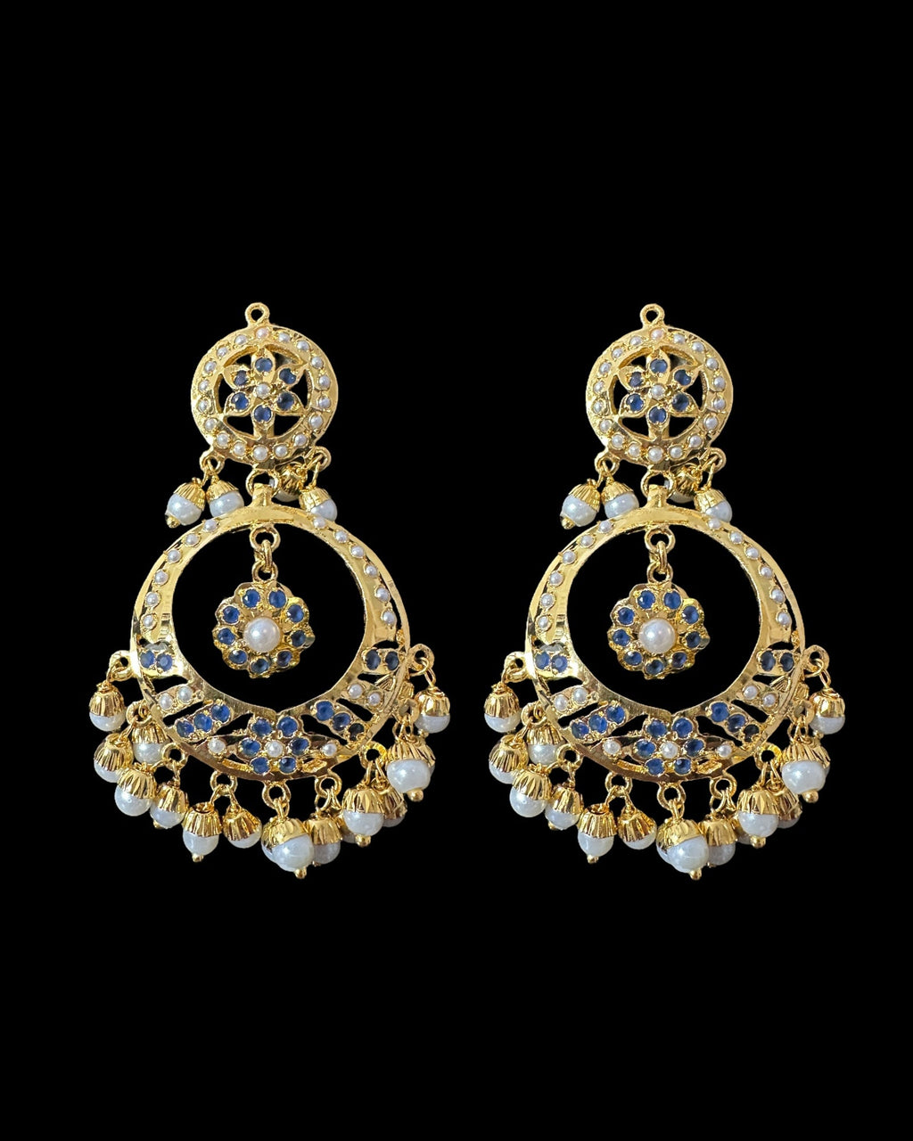 DNS202 sapphire pearl jadau necklace set with tika ( READY TO SHIP )