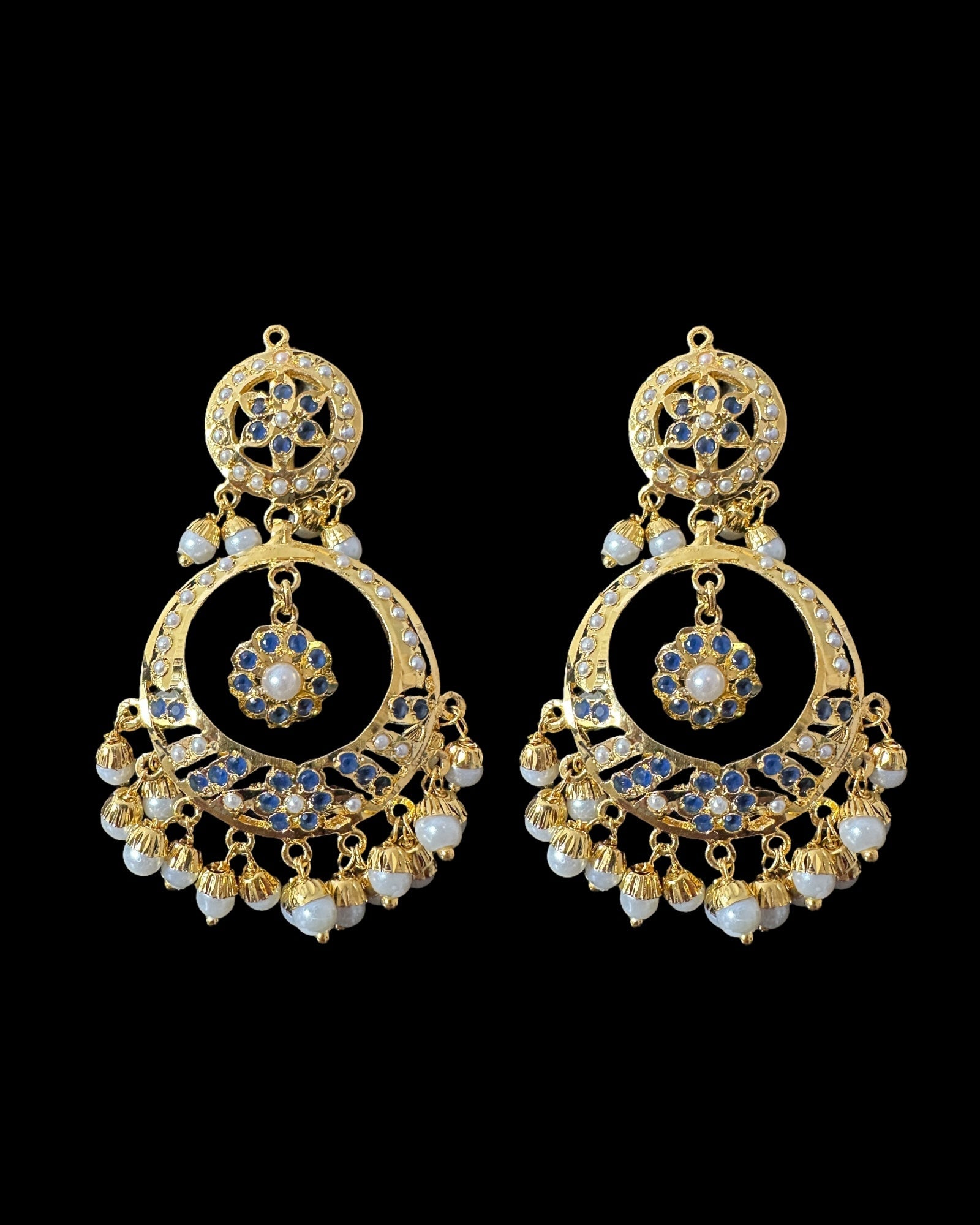 DNS202 sapphire pearl jadau necklace set with tika ( READY TO SHIP )