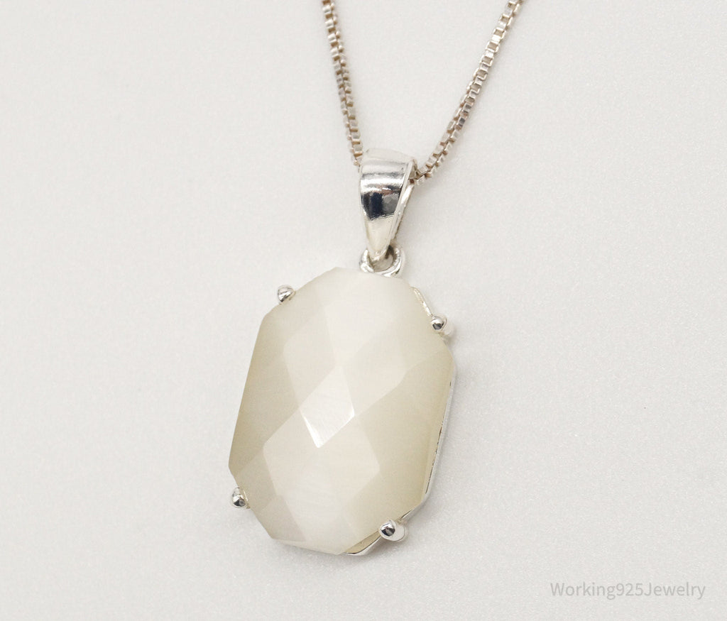 Vintage Art Deco Style Mother of Pearl Sterling Silver Necklace