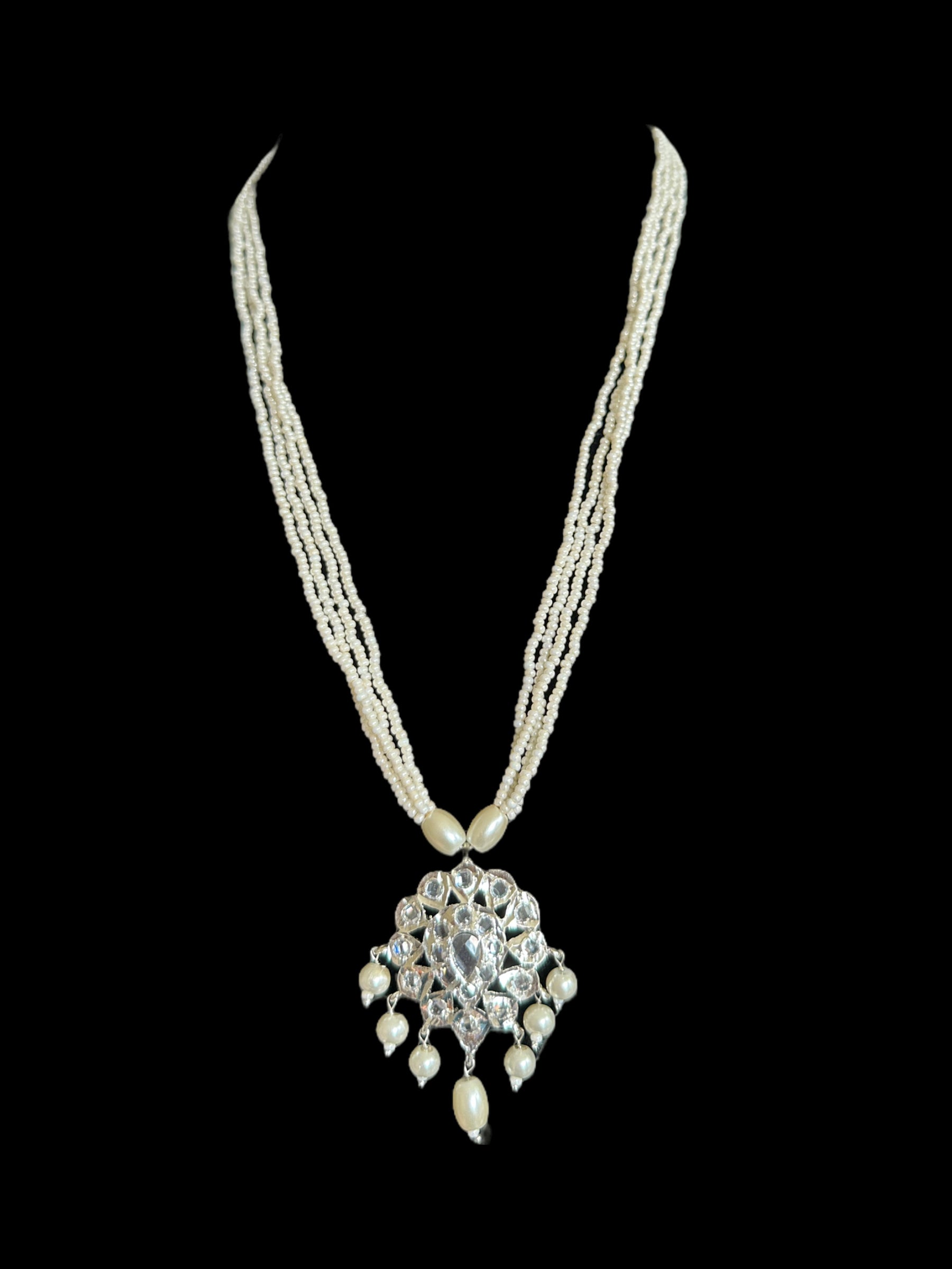 PS492  silver plated pendant set in pearls ( SHIPS IN 4 WEEKS )