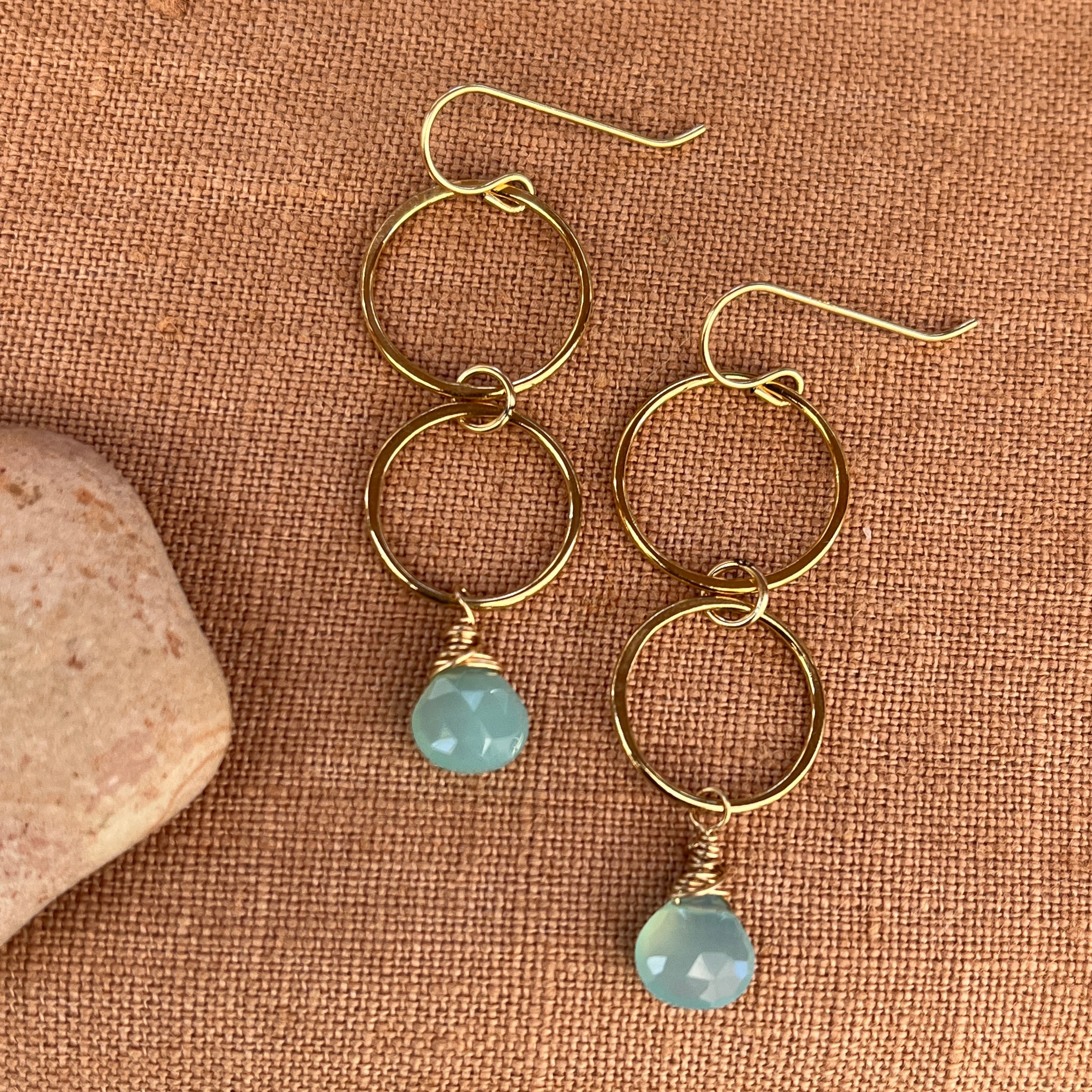 AQUA CHALCEDONY DUO EARRINGS