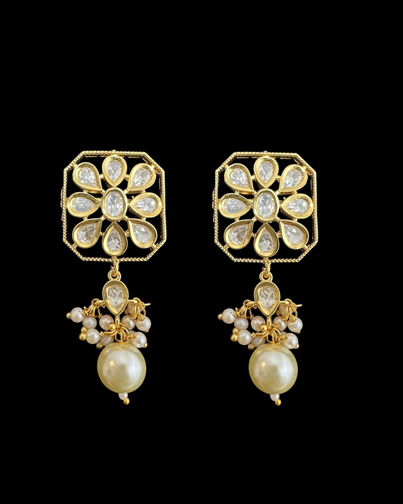 C549 vanya polki choker with earrings in golden pearls ( READY TO SHIP )