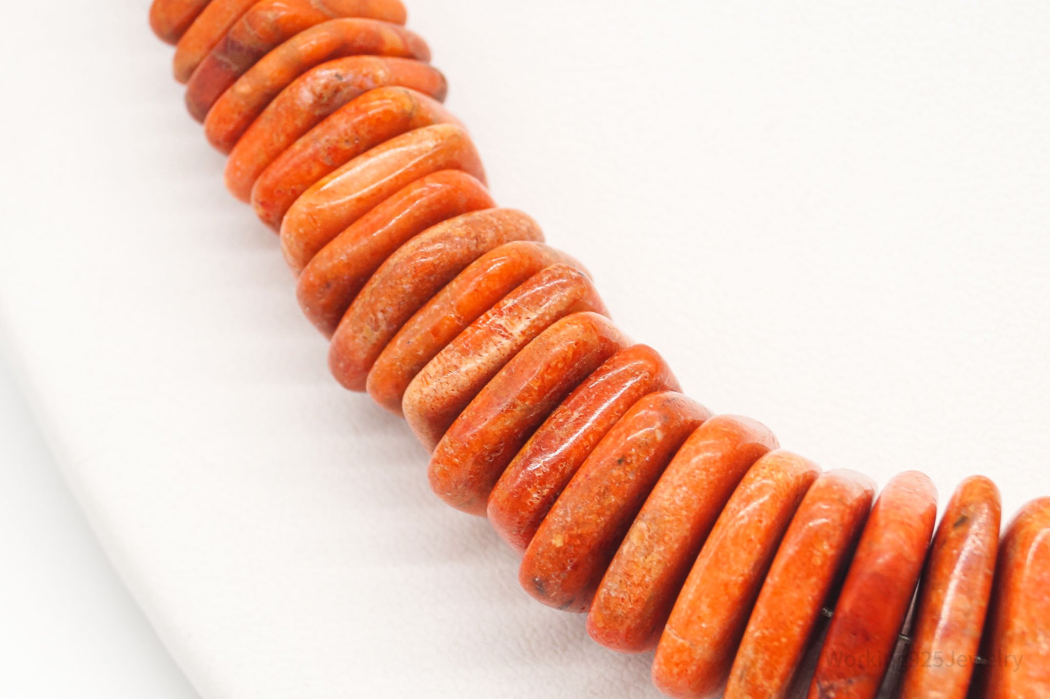 Vintage Desert Rose Trading Orange Sponge Coral Sterling Silver Necklace