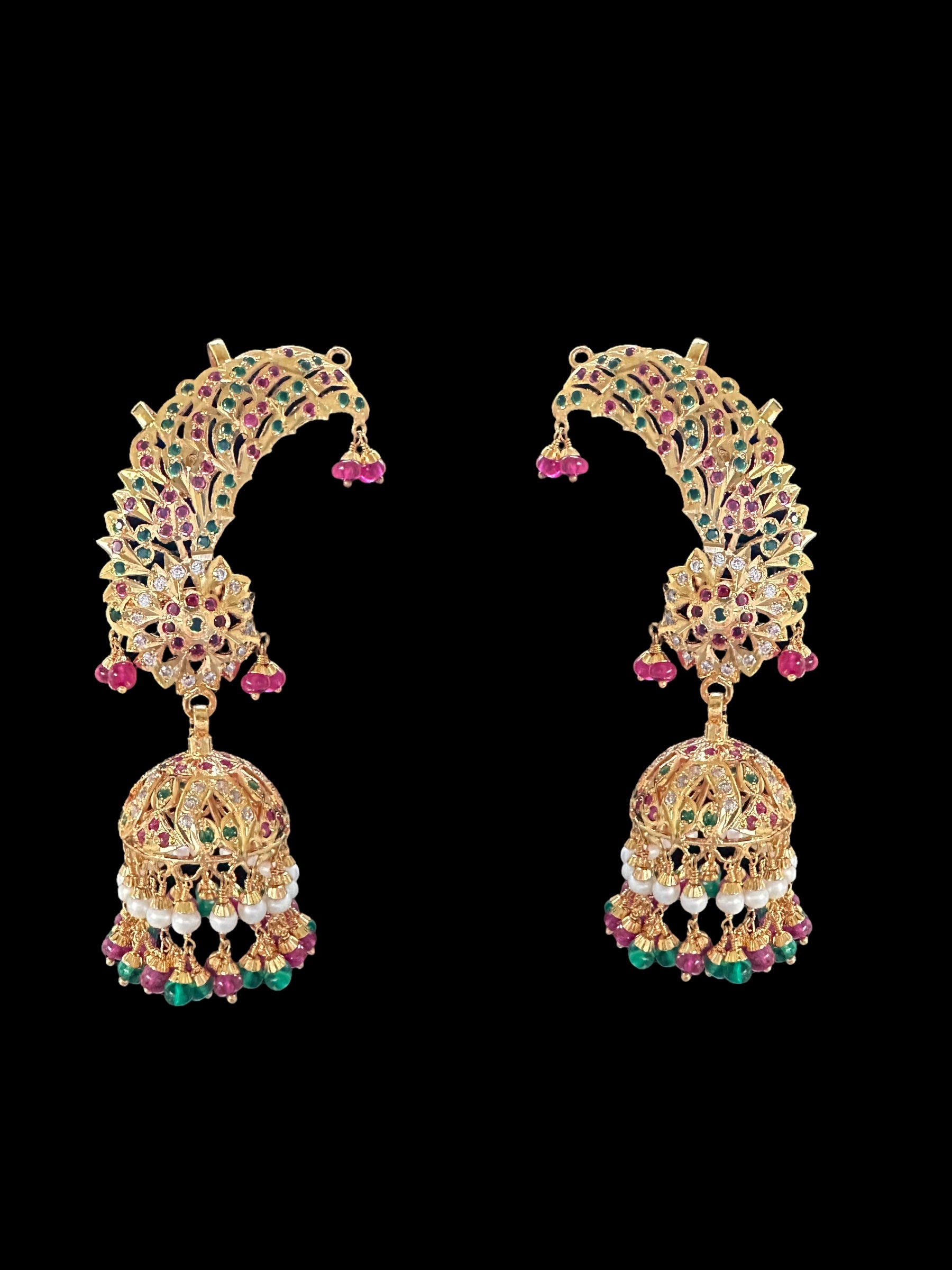 Gold plated silver kaanphool / ear cuffs ( SHIPS IN 5 WEEKS )